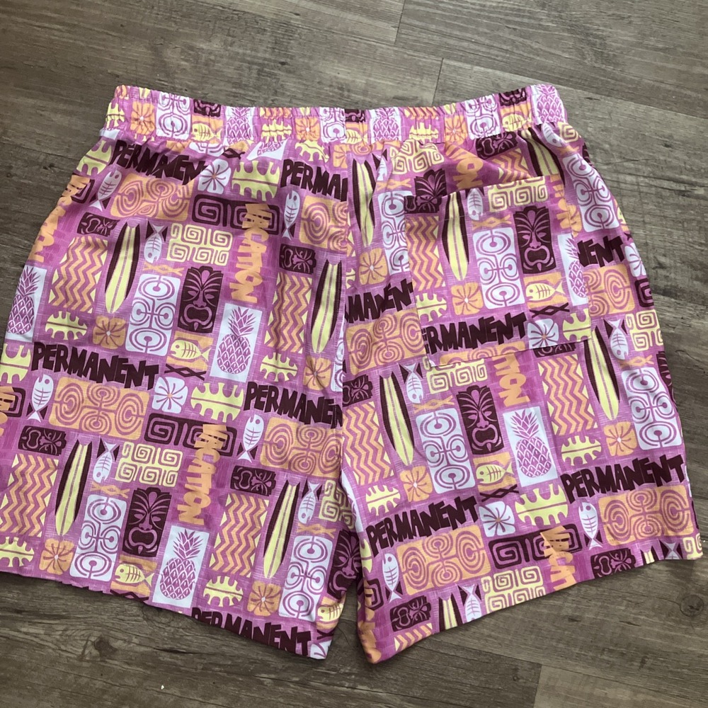 WeSC Mens XL Womens XXL Austin Tiki AOP Pull On Shorts Pink Tropical Unlined - Picture 3 of 11